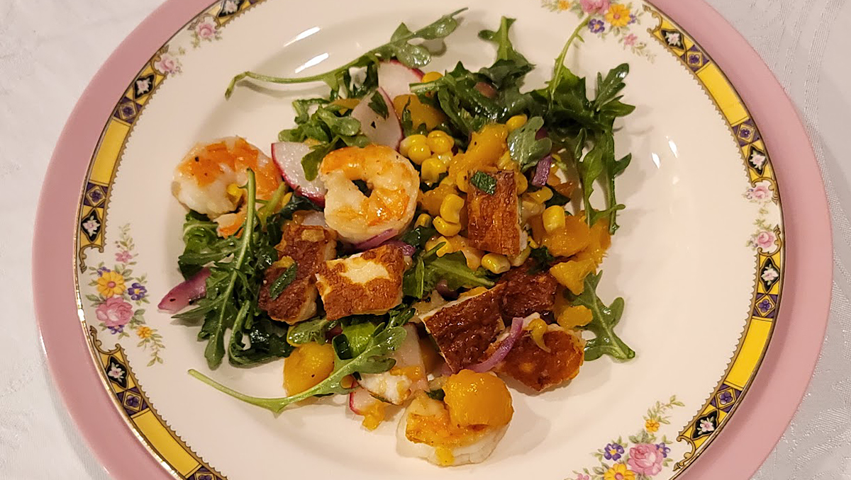 Charred Summer Peach and Halloumi Salad